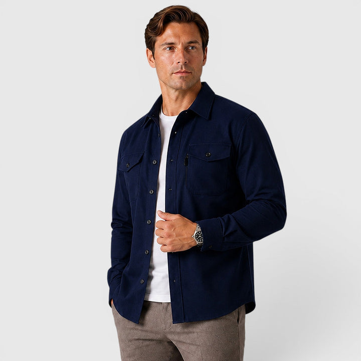 Men's Slim Fit Brushed Cotton-Look Overshirt