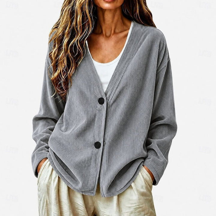 Women's Relaxed V-Neck Button Cardigan