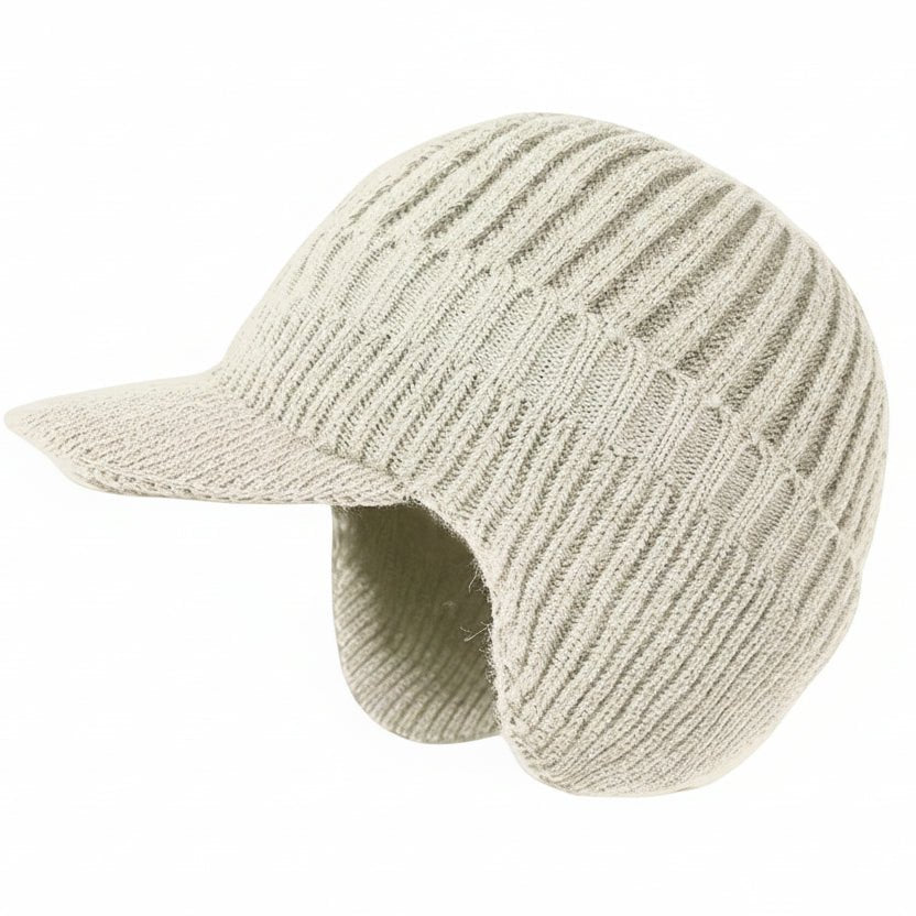 Men's Classic Knit Crochet Beanie - Light Brown