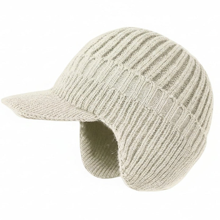 Men's Classic Knit Crochet Beanie - Light Brown
