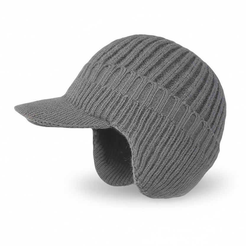 Men's Classic Knit Crochet Beanie - Grey