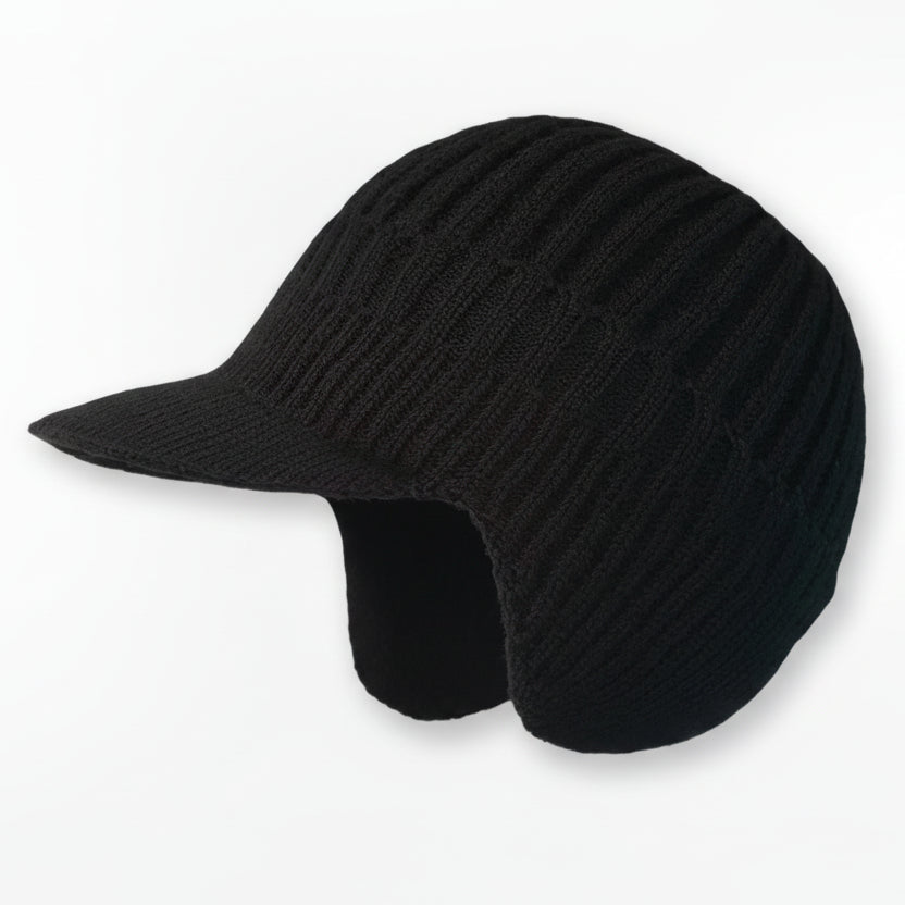 Men's Classic Knit Crochet Beanie - Black