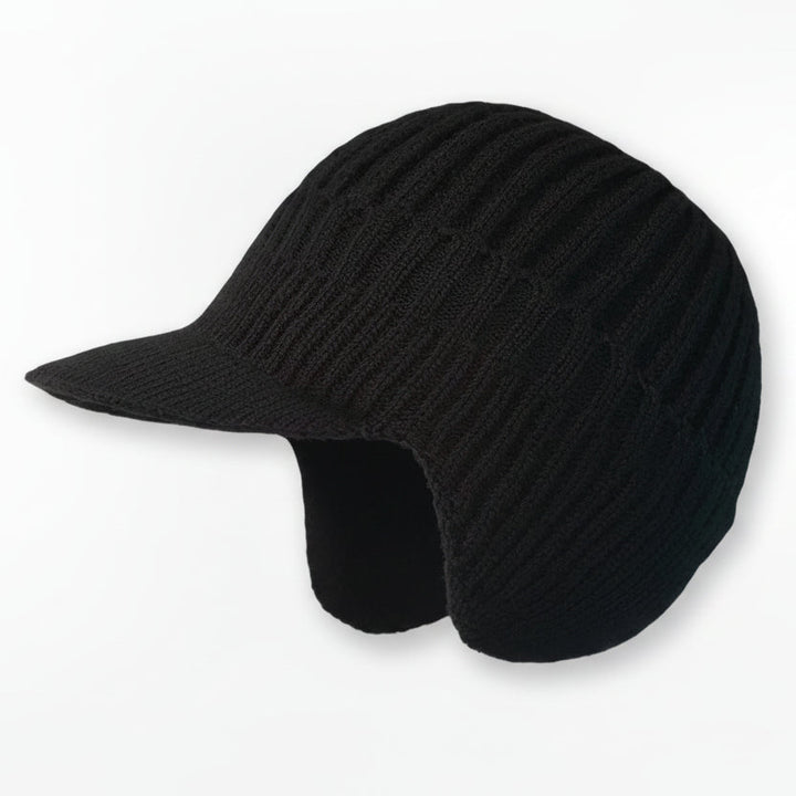 Men's Classic Knit Crochet Beanie - Black