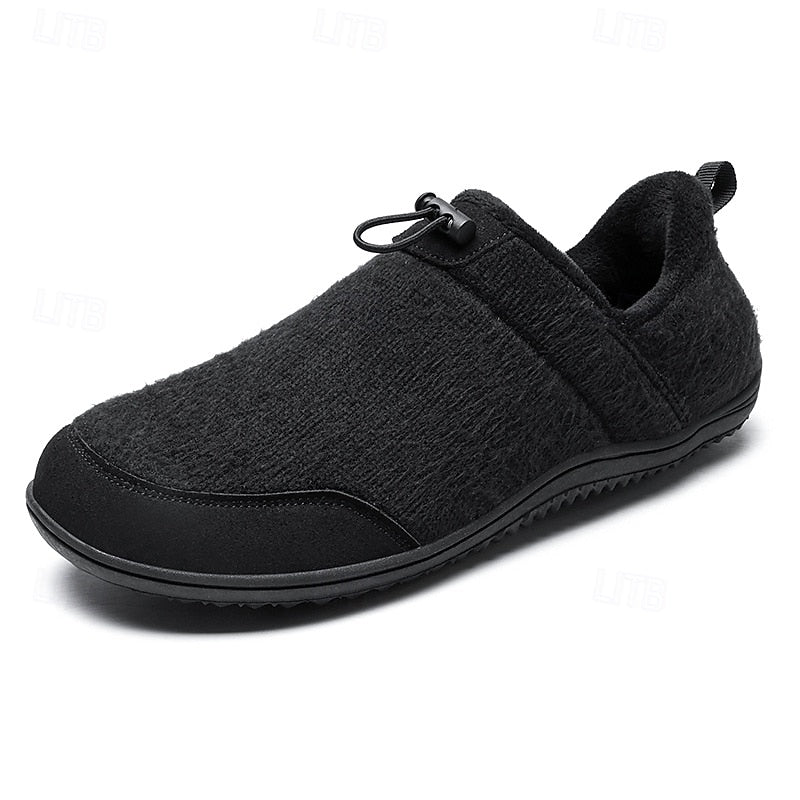Men's Fuzzy House Indoor Non-Slip Slippers - Black