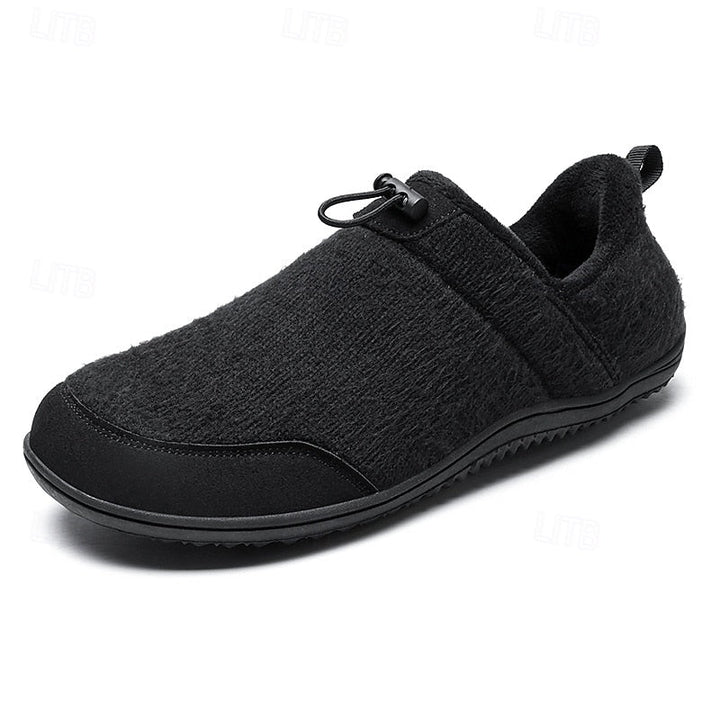 Men's Fuzzy House Indoor Non-Slip Slippers - Black