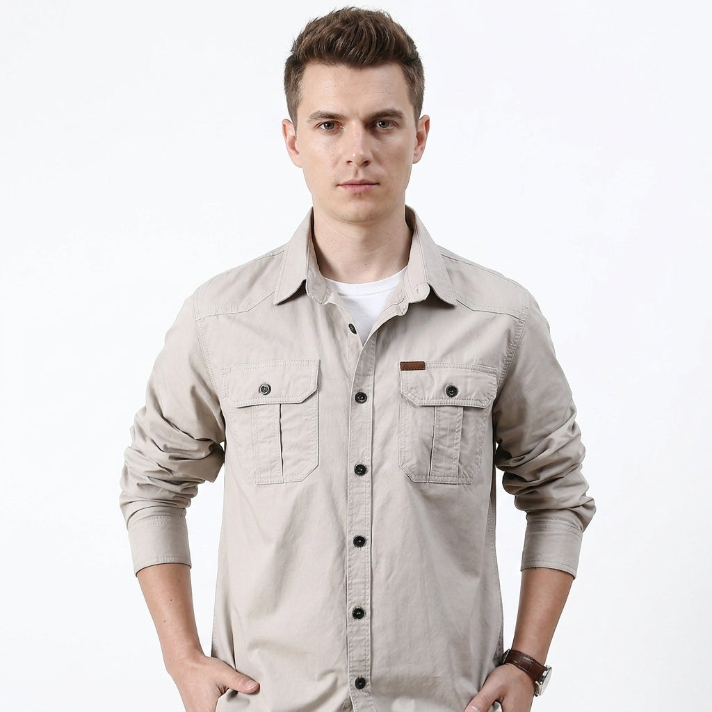 Men's Long Sleeve Cargo Pocket Overshirt