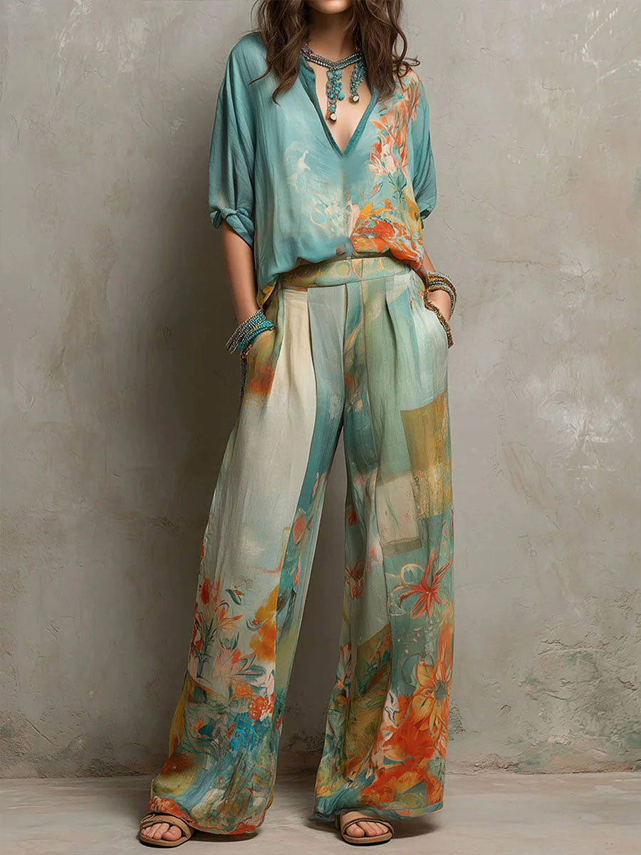 Célina | Elegant Wide-Leg Two-Piece Set