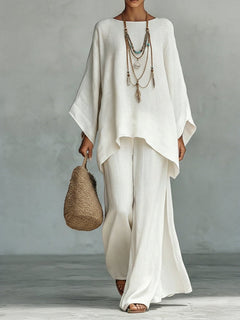 Bénédicte | Draped Batwing Top and Palazzo Trouser Set