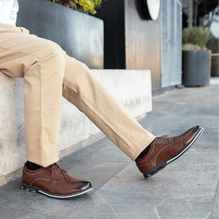 Leather Slim Lace-Up Orthopedic Shoes Men