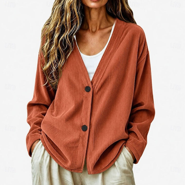Women's Relaxed V-Neck Button Cardigan