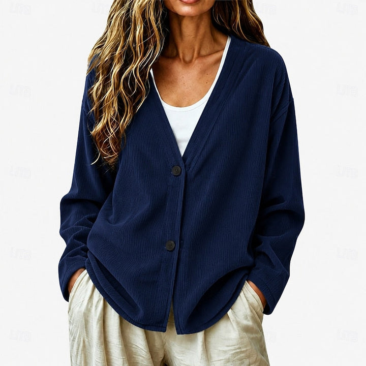 Women's Relaxed V-Neck Button Cardigan