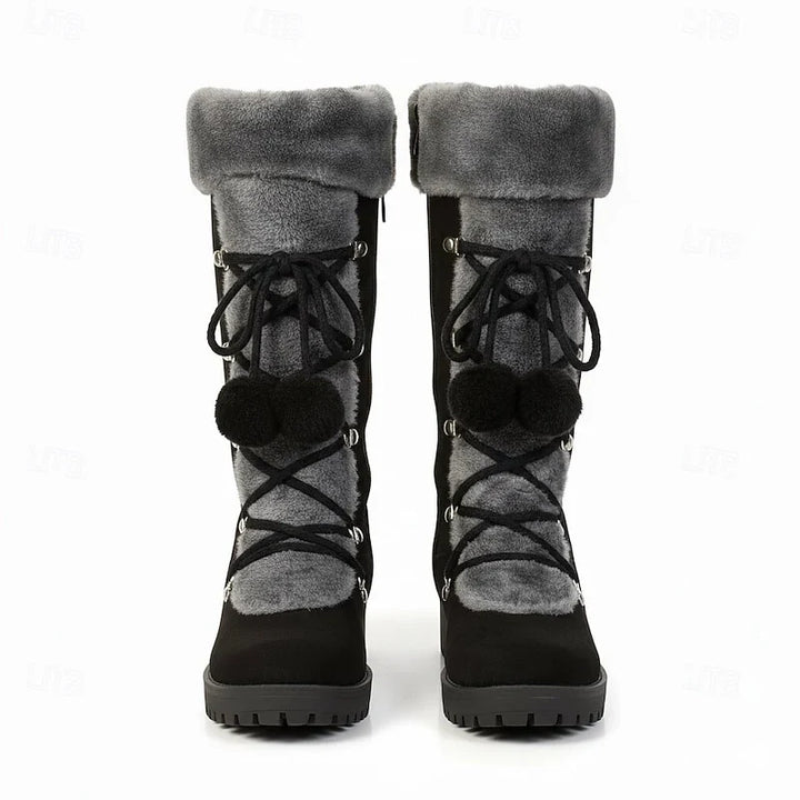 Women's Fur Trim Lace-Up Winter Boots Women