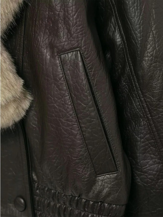 Women's Double-Breasted Faux Leather Jacket