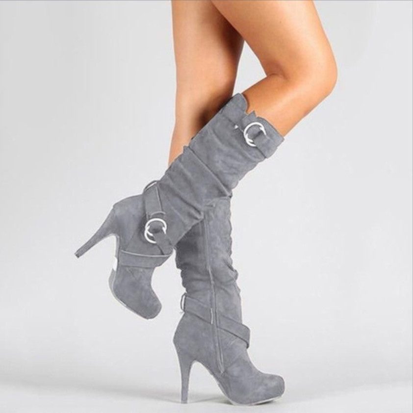 Glenys women's stiletto ring buckle knee high boots - photo 1