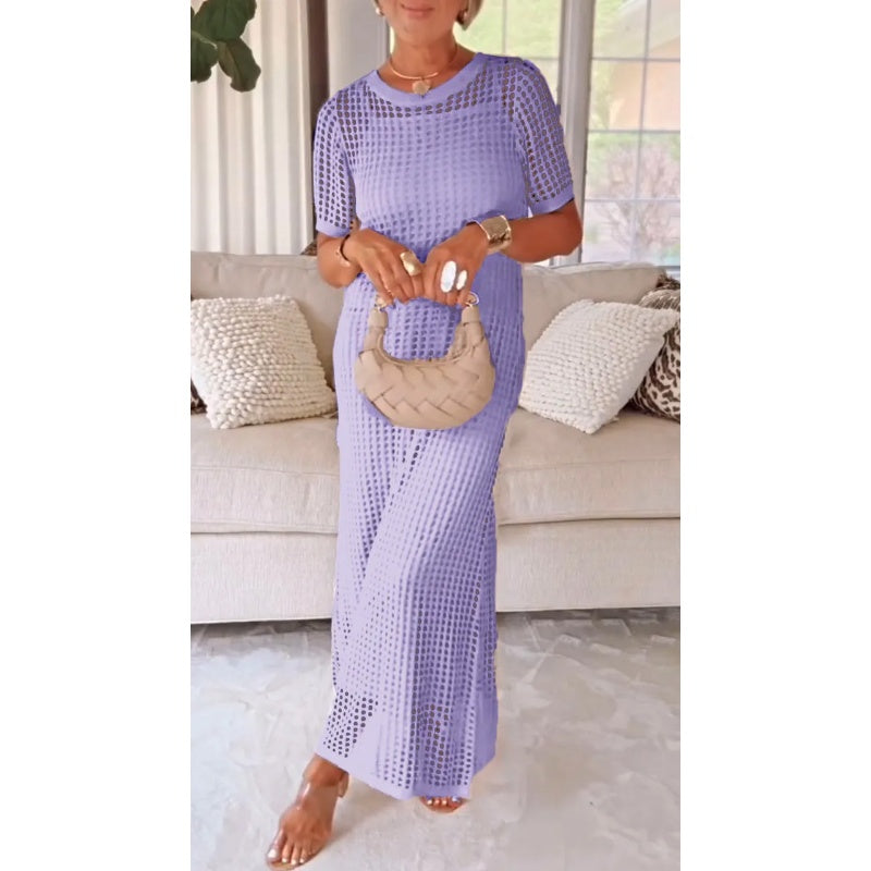 Aurore | Hollow-Knit Maxi Dress