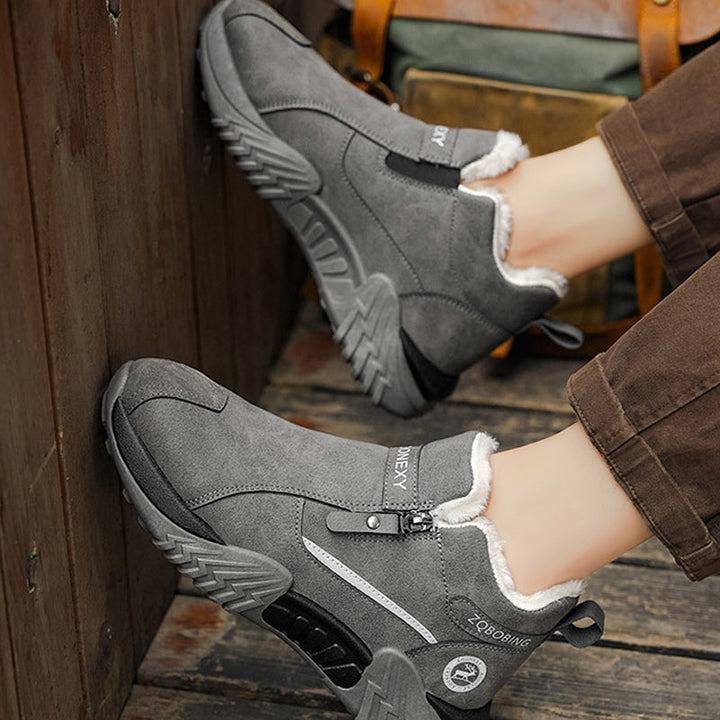 Men's Leather Winter Slip On Thermal Knit Snow Boots