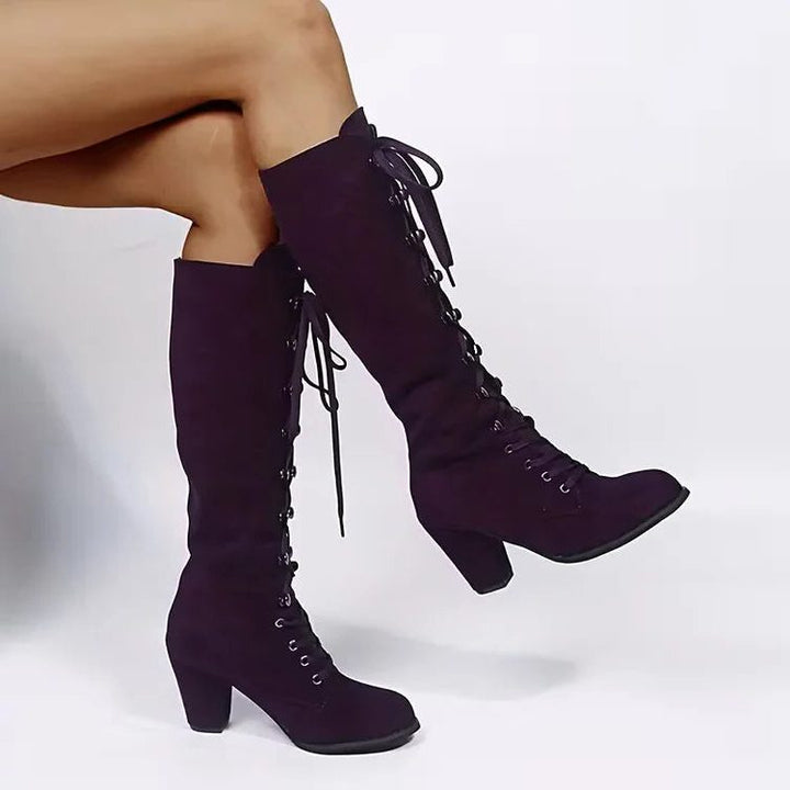 Phyllida women's suede block heel knee high boots - photo 9