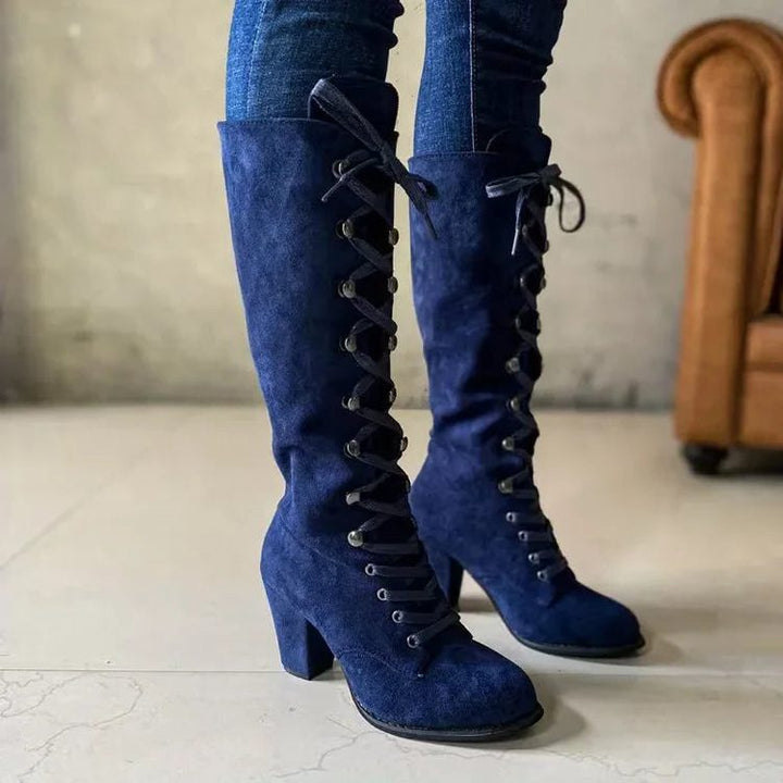 Phyllida women's suede block heel knee high boots - photo 6