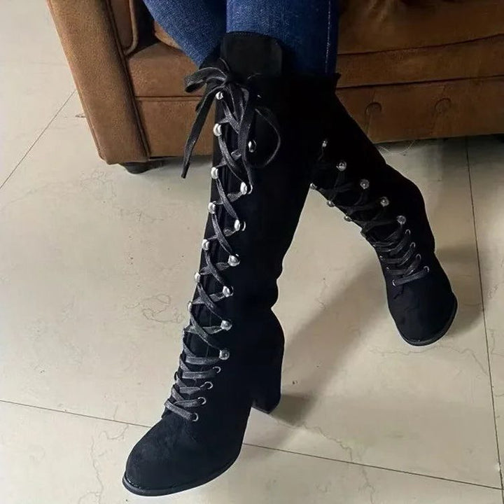 Phyllida women's suede block heel knee high boots - photo 11