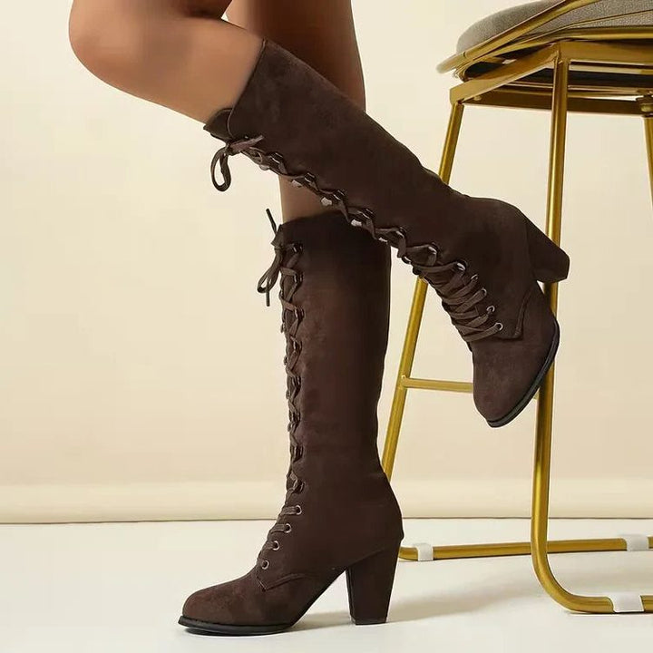 Phyllida women's suede block heel knee high boots - photo 2