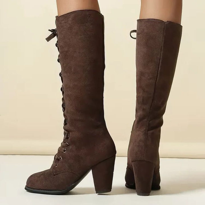 Phyllida women's suede block heel knee high boots - photo 3