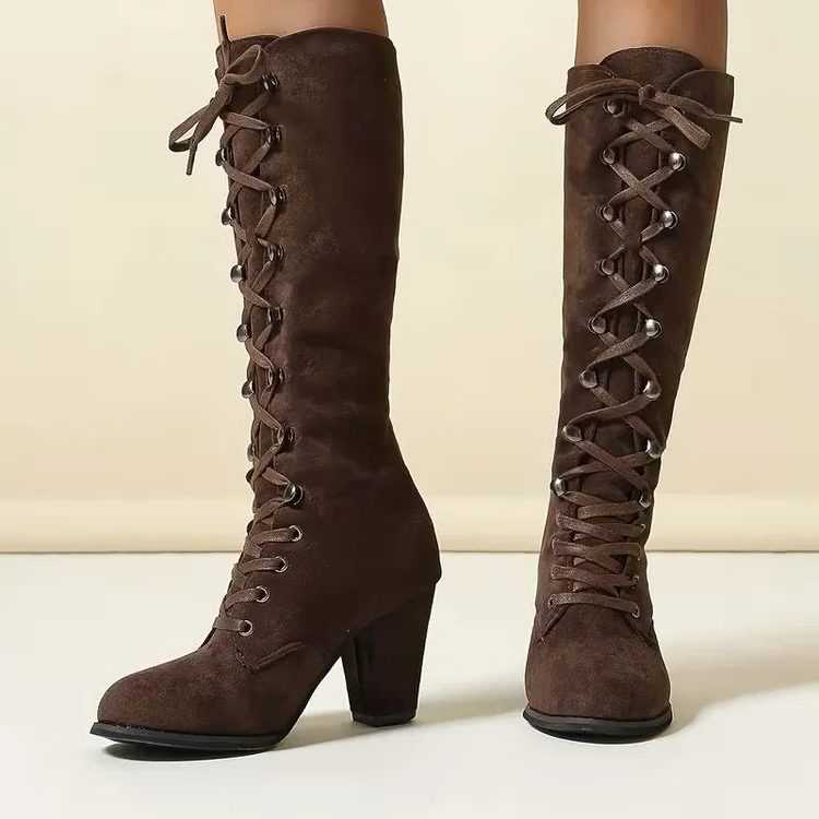 Phyllida women's suede block heel knee high boots - photo 4