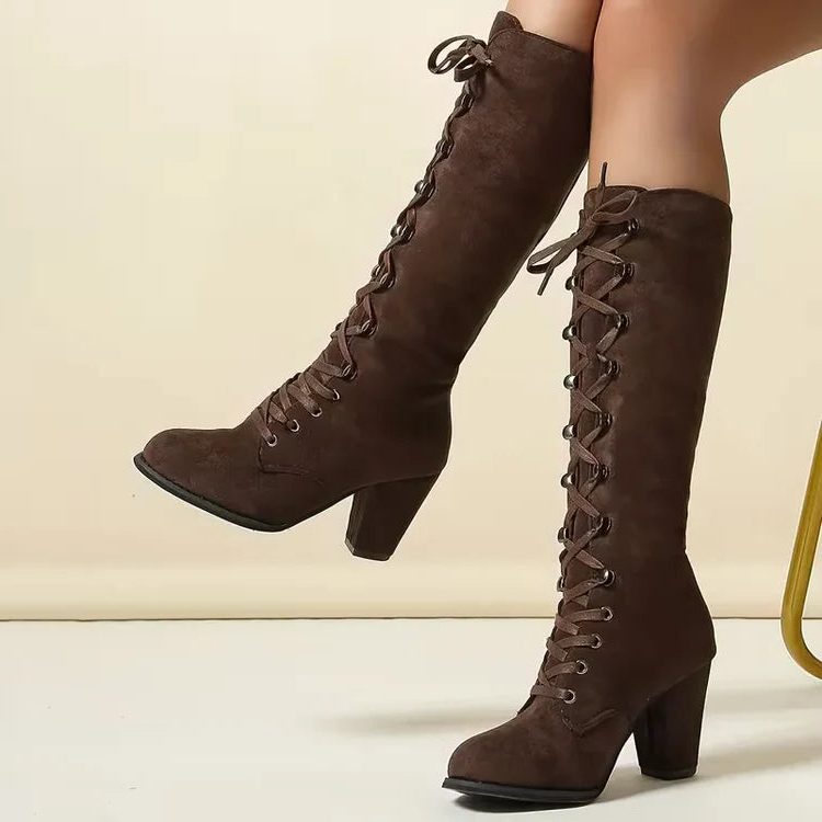 Phyllida women's suede block heel knee high boots - photo 5