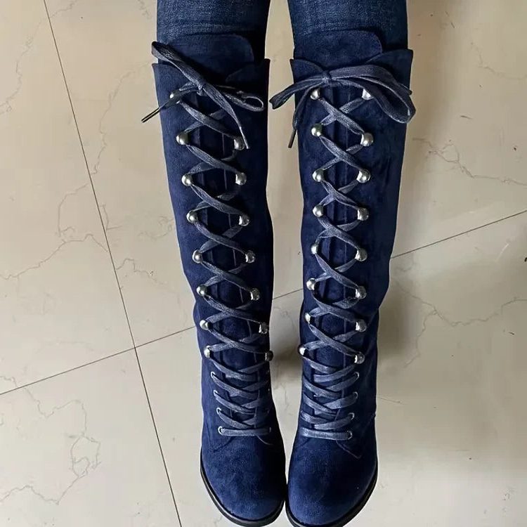 Phyllida women's suede block heel knee high boots - photo 7