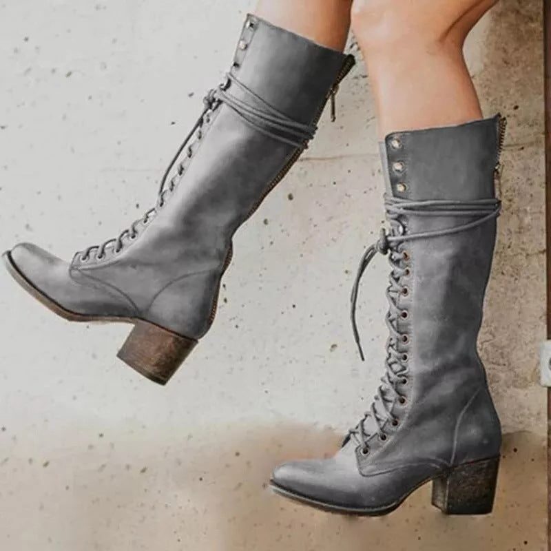 Carys women's combat block heel knee high boots - photo 2