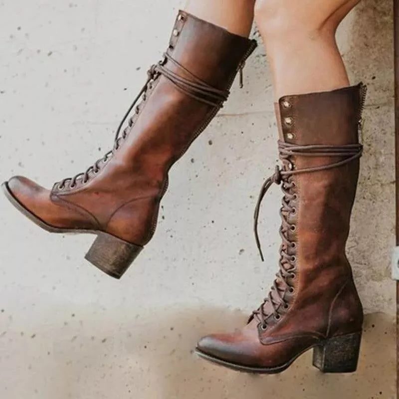 Carys women's combat block heel knee high boots - photo 3