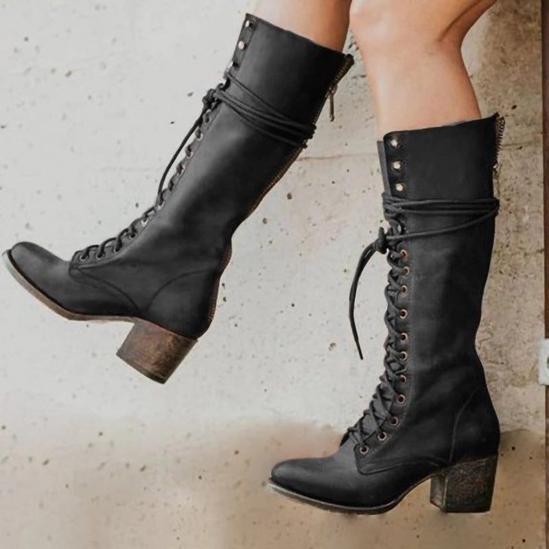 Carys women's combat block heel knee high boots - photo 4