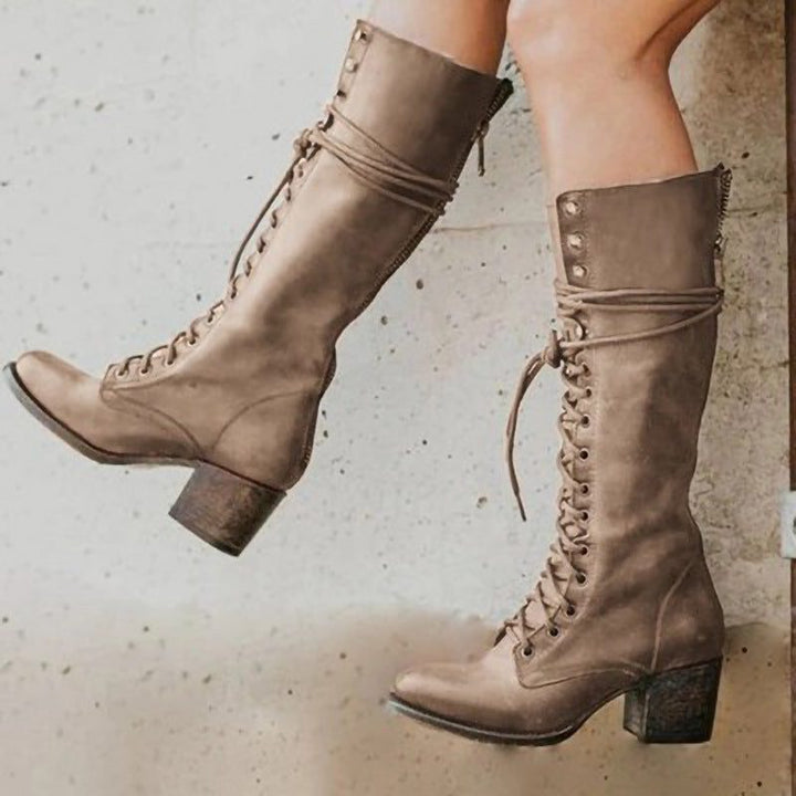 Carys women's combat block heel knee high boots - photo 5