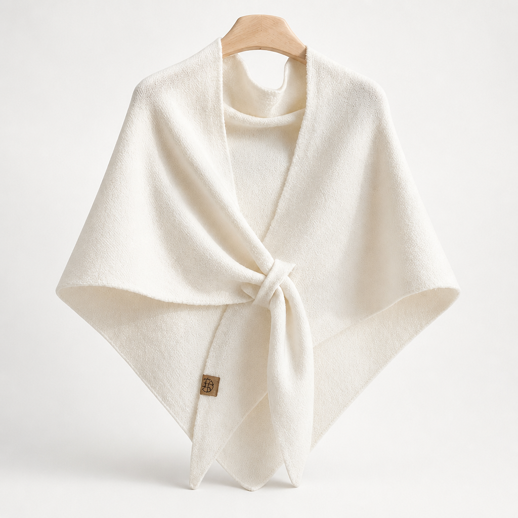 Women's Wool Knit Neck Triangle Scarf - White