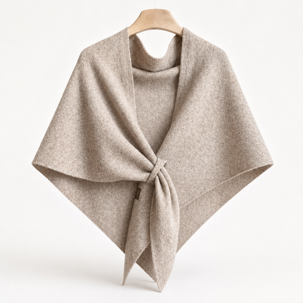 Women's Wool Knit Neck Triangle Scarf - Khaki