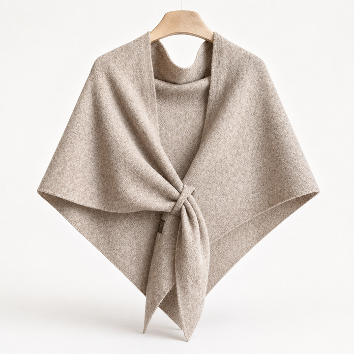 Women's Wool Knit Neck Triangle Scarf - Khaki