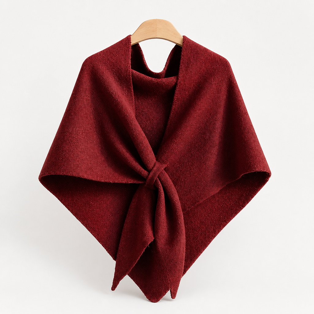 Women's Wool Knit Neck Triangle Scarf - Wine Red