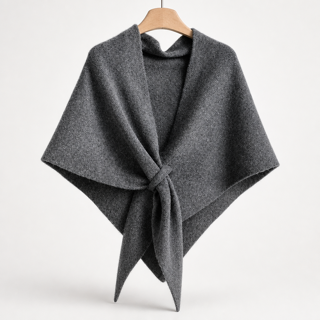 Women's Wool Knit Neck Triangle Scarf - Dark Grey