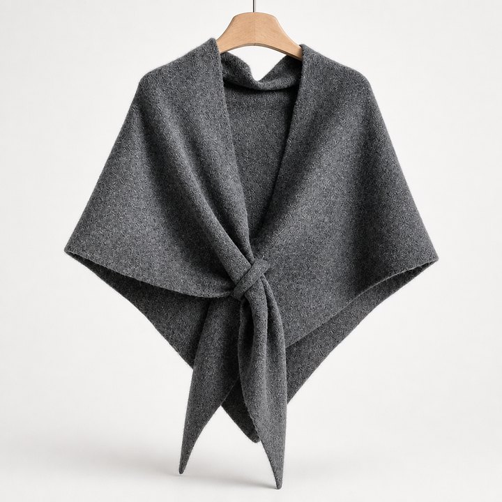 Women's Wool Knit Neck Triangle Scarf - Dark Grey