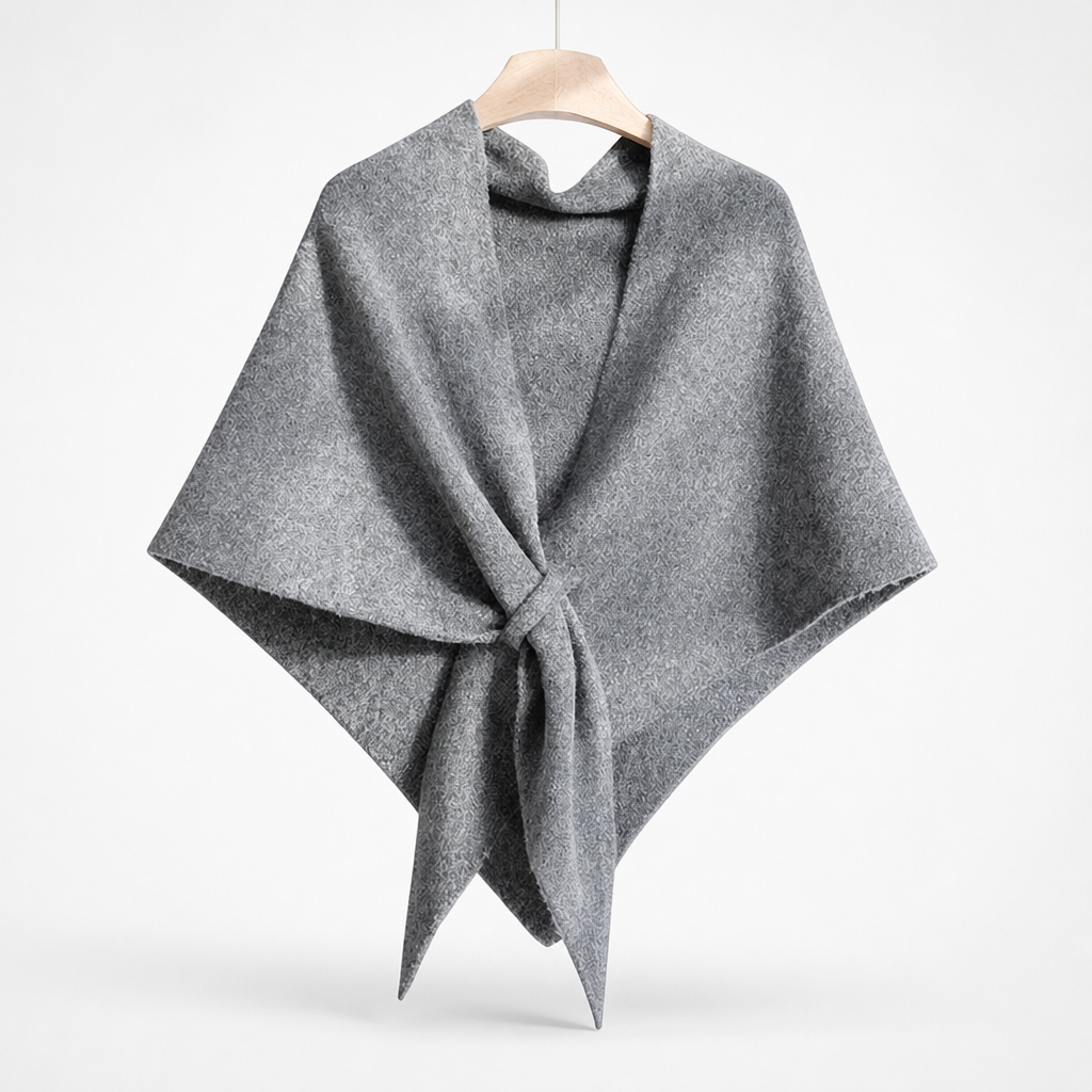 Women's Wool Knit Neck Triangle Scarf - Light Grey