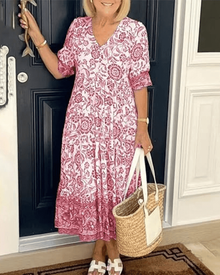 Rosa | Botanical Print Midi Dress