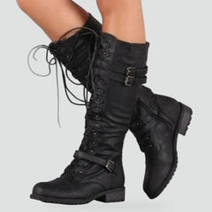 Kathleen | Women's Retro Lace Up Buckle Knee High Boots