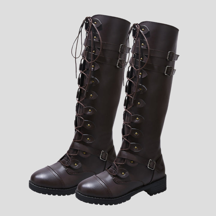 Kathleen women's retro lace up buckle knee high boots - photo 3