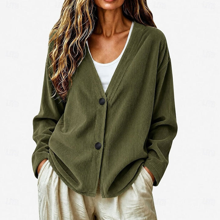 Women's Relaxed V-Neck Button Cardigan