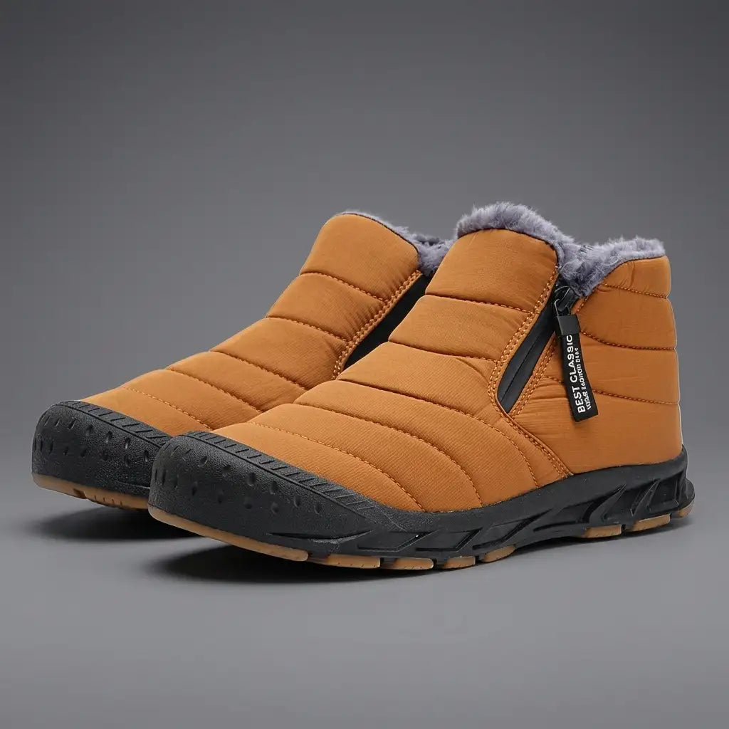 Men's Fleece-Lined Slip On Snow Boots - Yellow