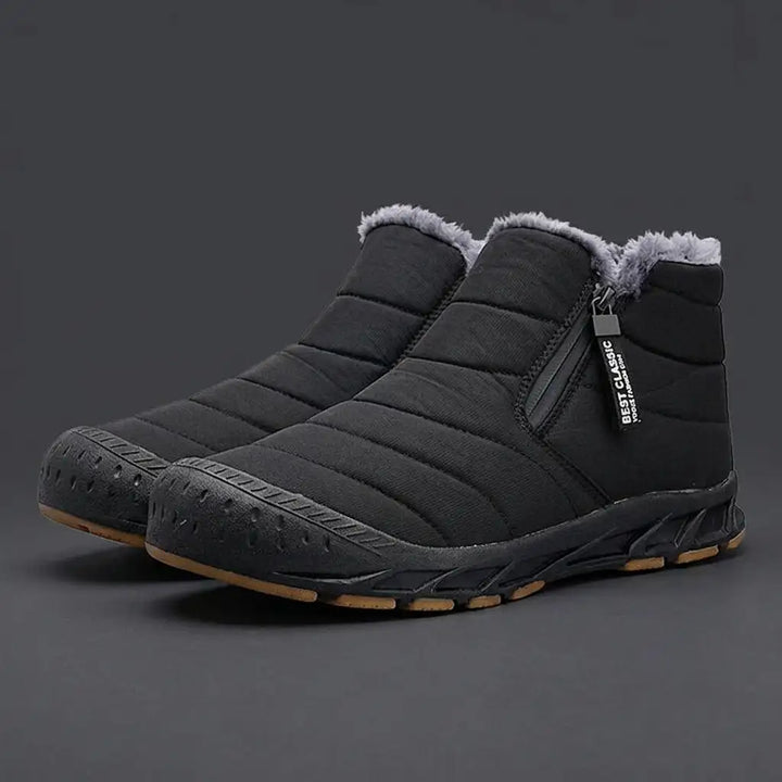 Men's Fleece-Lined Slip On Snow Boots - Black
