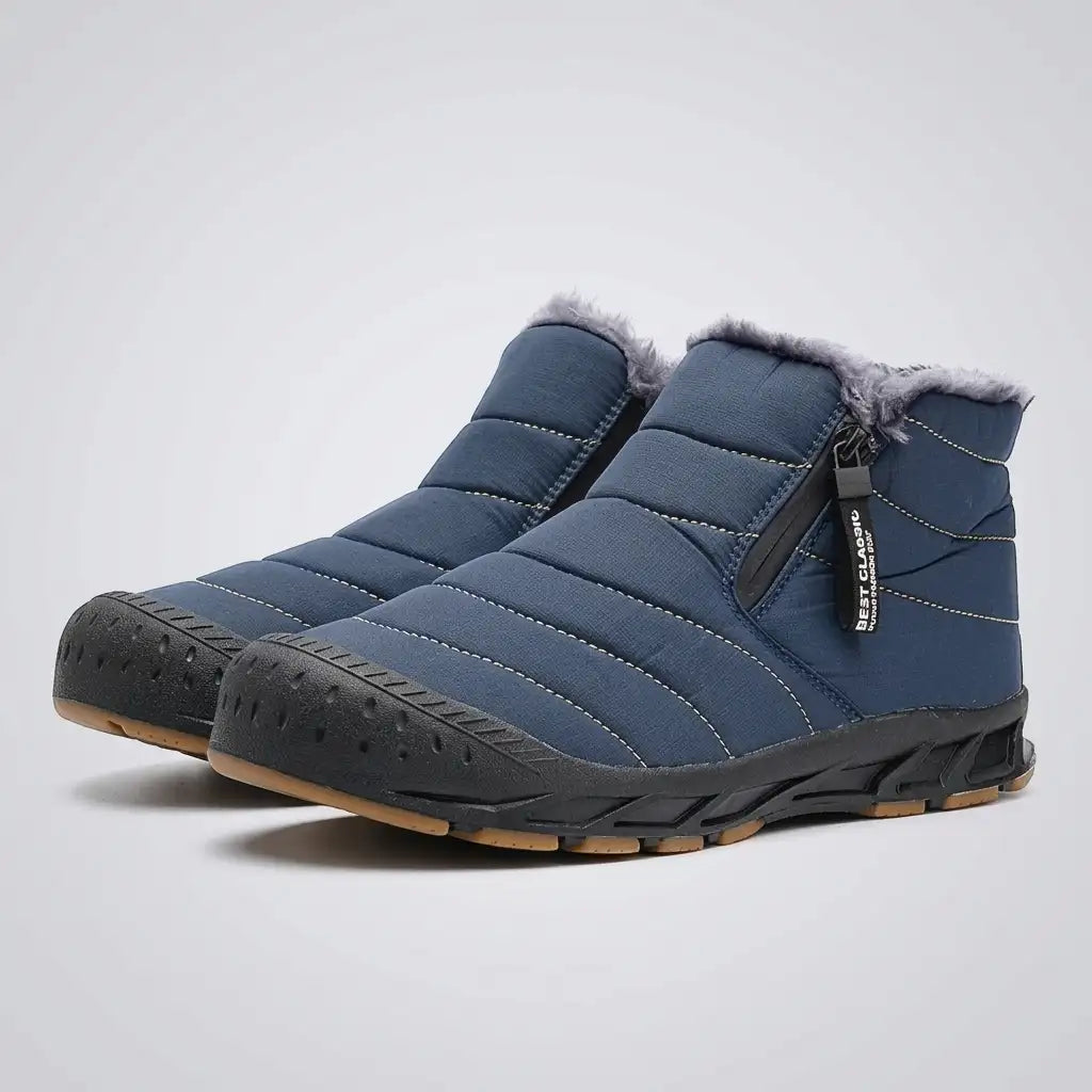Men's Fleece-Lined Slip On Snow Boots - Blue
