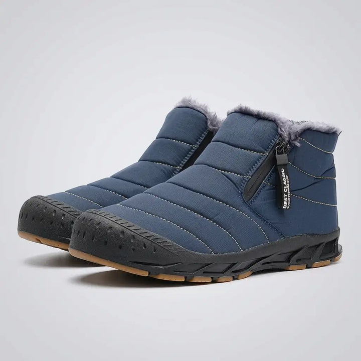 Men's Fleece-Lined Slip On Snow Boots - Blue