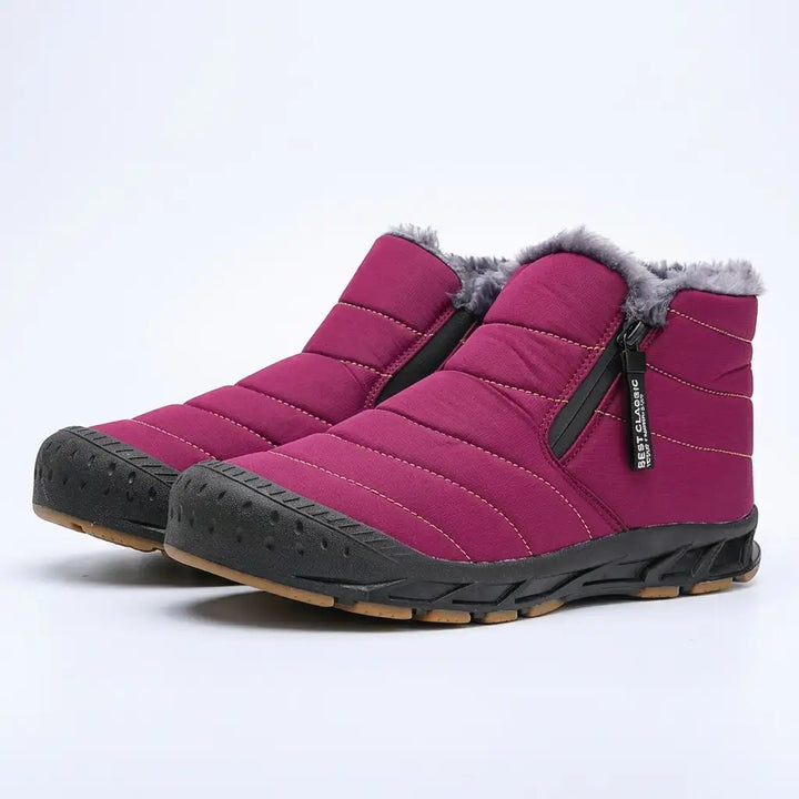 Men's Fleece-Lined Slip On Snow Boots - Fuchsia