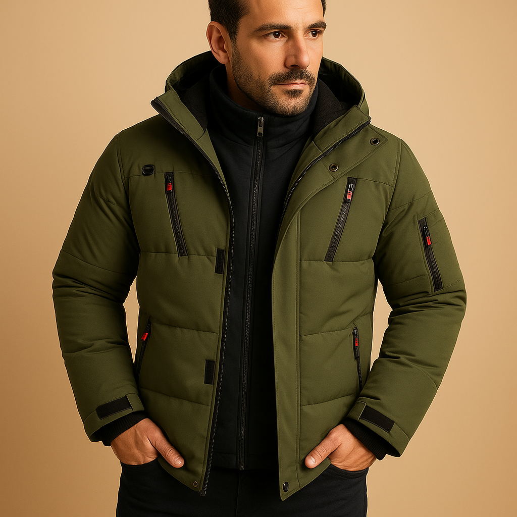 Men's Casual Puffer Snow Winter Jacket - Green