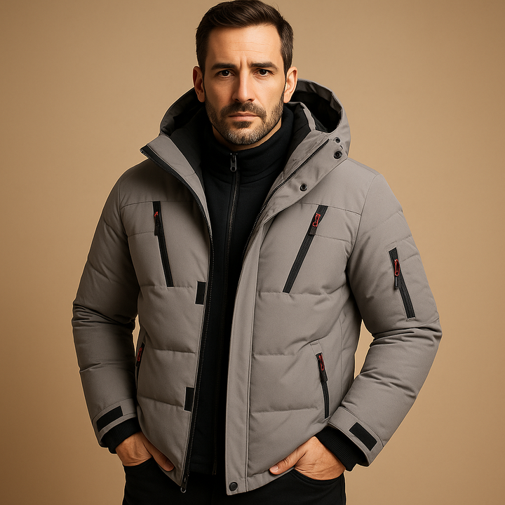 Men's Casual Puffer Snow Winter Jacket - Grey